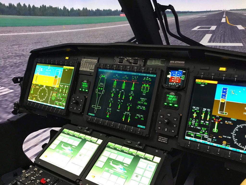 Cockpit of the AW169 full flight simulator 